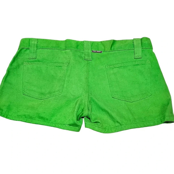 VTG Red Snap Jeans High Rise Shorts Size 11 Her 32 XL 38 Green 100% Cotton - Picture 3 of 12